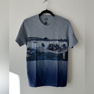 UNIQLO UT HOKUSAI BLUE UKIYO-E DIP DYE INDIGO TEE JAPANESE ART UNISEX XS